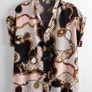 SHEIN Chain Print Batwing Sleeve Blouse